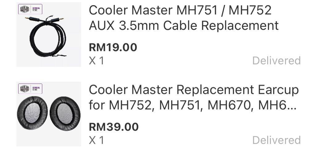 Cooler Master MH751 MH752 Earpads 3.5mm Cable Replacement Audio