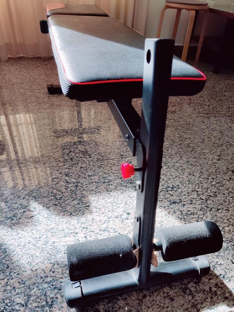 Decathlon Folding Adjustable Weight Bench Sports Equipment Exercise Fitness Weights Dumbbells on Carousell