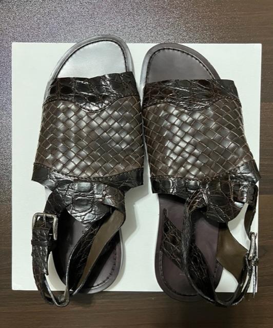 Mens woven cheap leather sandals