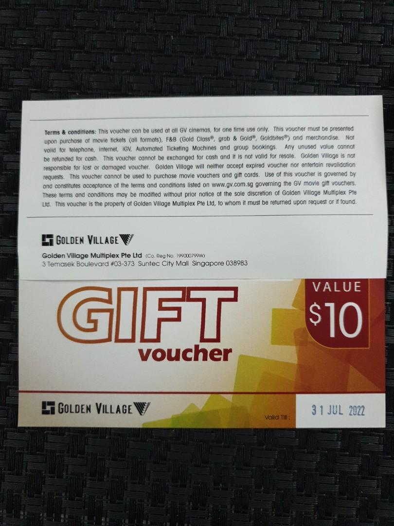Golden Village $20 vouchers, Tickets &amp; Vouchers, Vouchers on Carousell