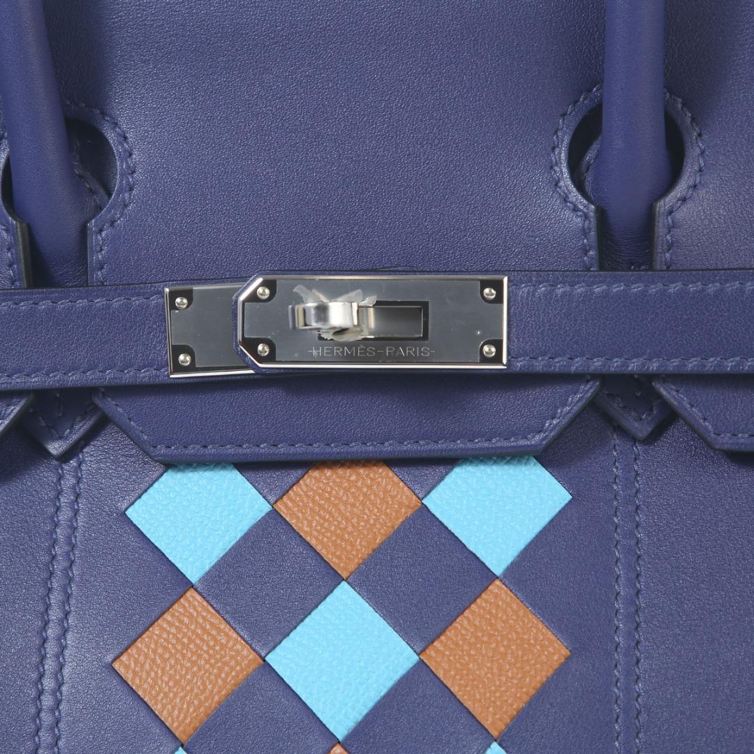 HERMÈS Limited Edition Birkin Tressage De Cuir 30 handbag in Blue Encre,  Gold and Blue du Nord Swift and Epsom leather with Palladium hardware-Ginza  Xiaoma – Authentic Hermès Boutique