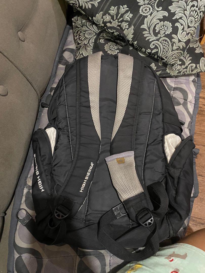 High Sierra Backpack (Category: Backpacks) located in Manila. Submitted by ohnalovespanda (Listing ID 1174911167, Image 2). Description: Condition 7/10 Rarely Used Please check photos for issues Shipping fee will be shouldered by buyer Also open for meet up within LRT R Papa Station and Jollibee Hermosa Branch Available for Shopee Checkout Reason for selling: Decluttering.