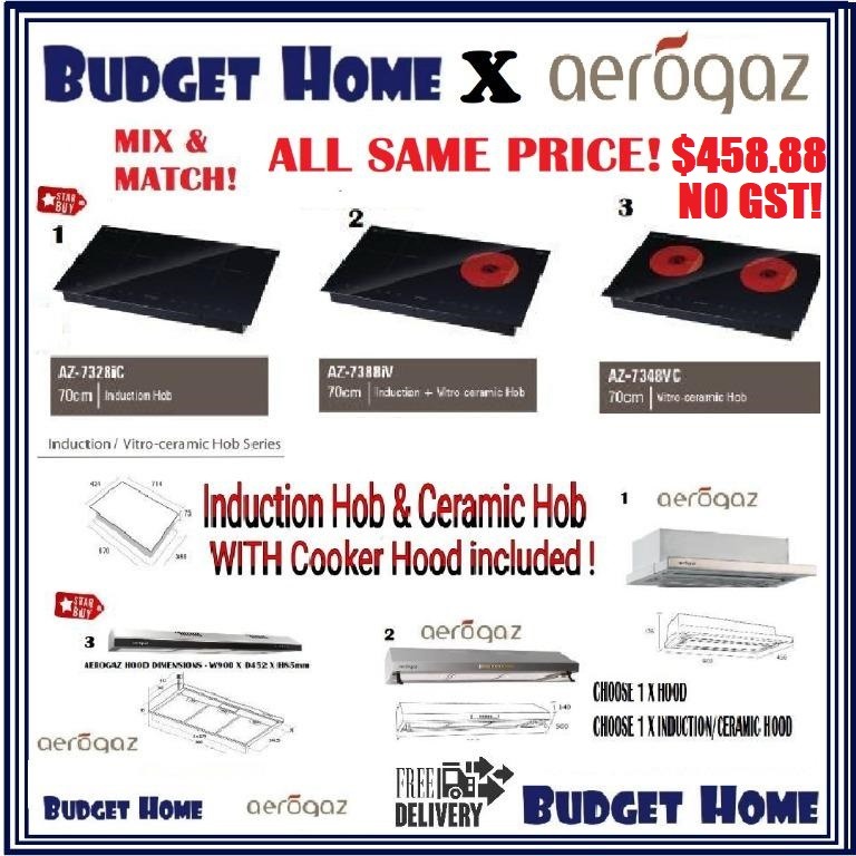 Hood and hob // Aerogaz Hood and induction hob // Ceramic hob & hood