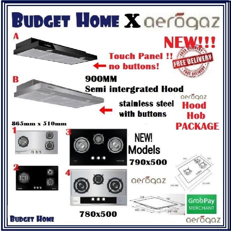 Hood and hob // Aerogaz kitchen package black, TV & Home Appliances