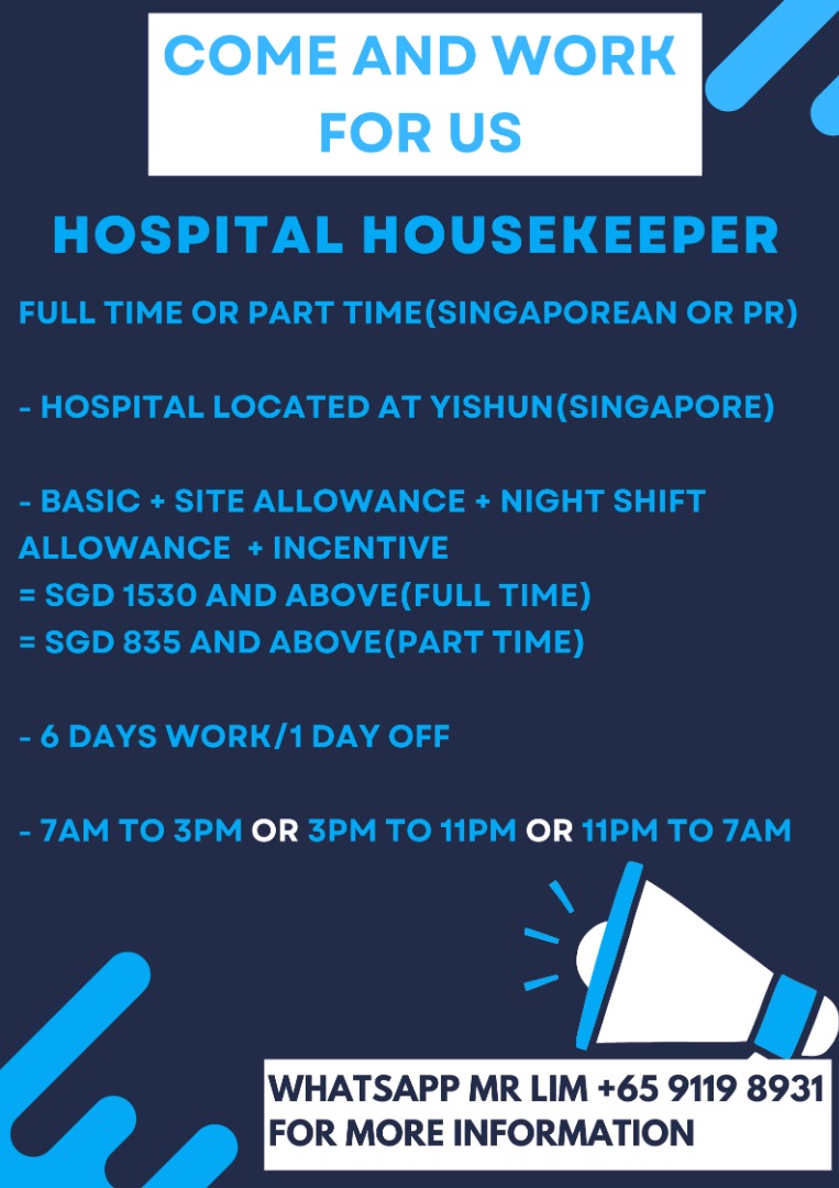Hospital Housekeeper, Jobs, Cleaning on Carousell