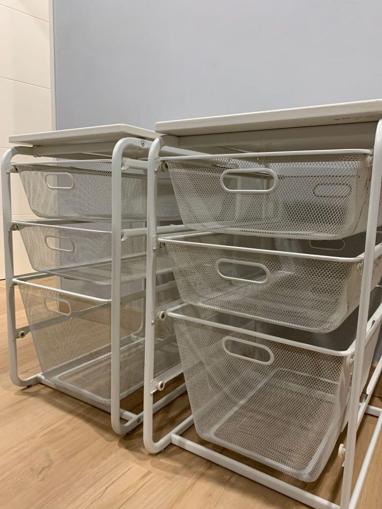 Ikea Algot 3 Drawer Wire Mesh Basket Storage, Furniture & Home Living