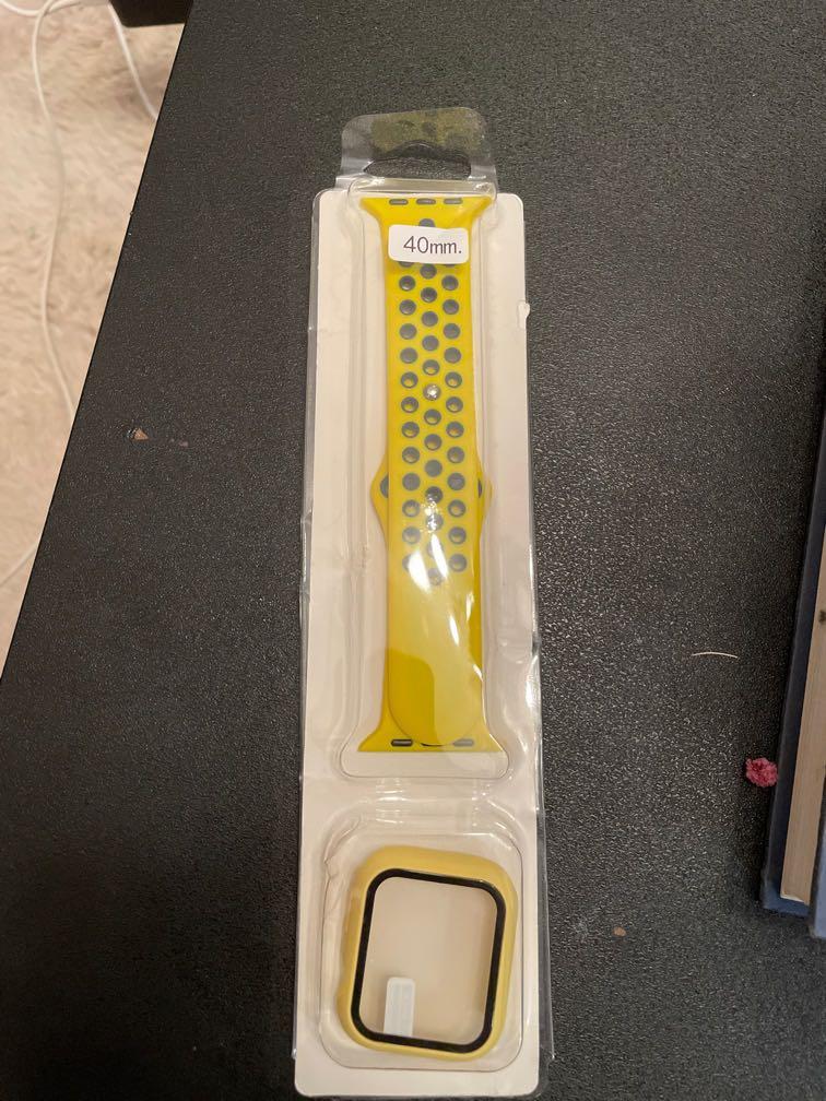 iwatch strap 40mm (Category: Women's Watches) located in Makati City. Submitted by declutteriiiiiing (Listing ID 1175027062, Image 1). Description: Unused apple watch sports strap. Yellow, navyblue color. Decluttering .