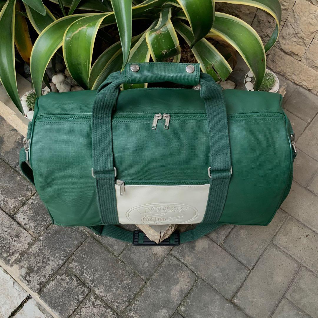 1930's Lacoste Weekender Duffle Bag Original Embossed - Peacoat Green And  Blue