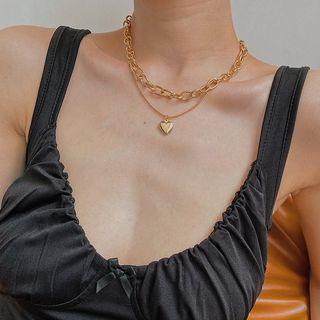 Layered Chain Heart Necklace