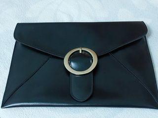 Leather black pouch with sling slot