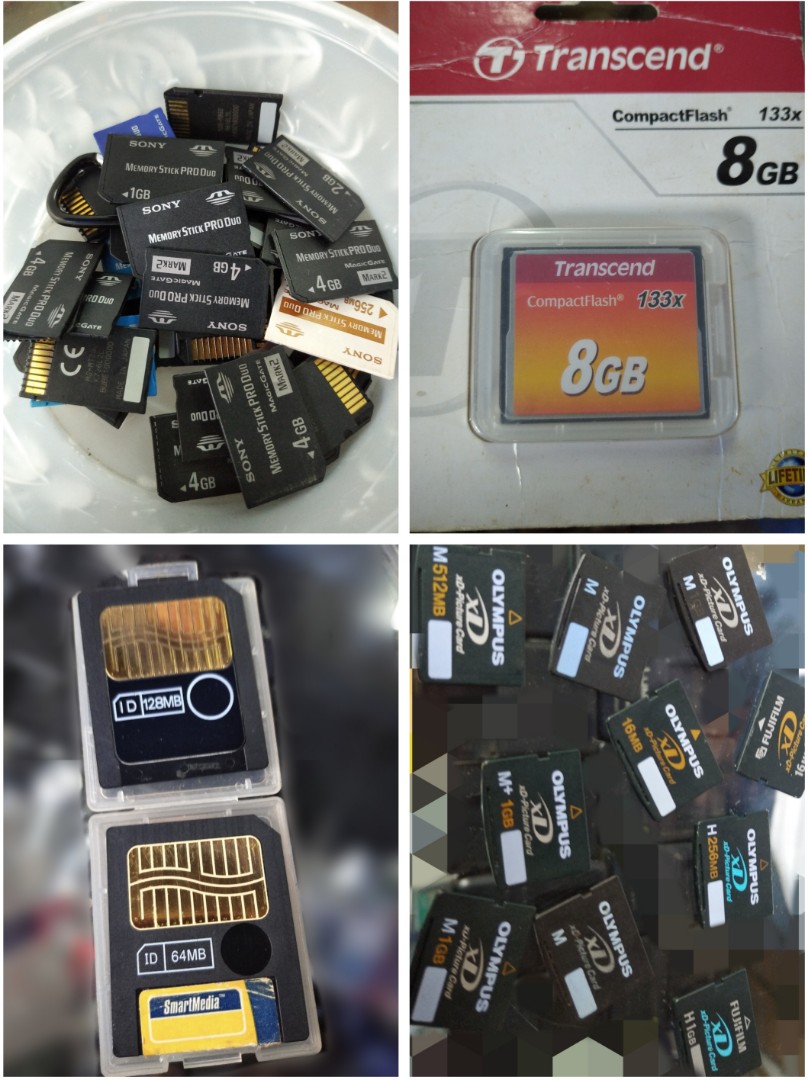 Memory cards for digital camera (Xd card, memory stick, smartmedia card