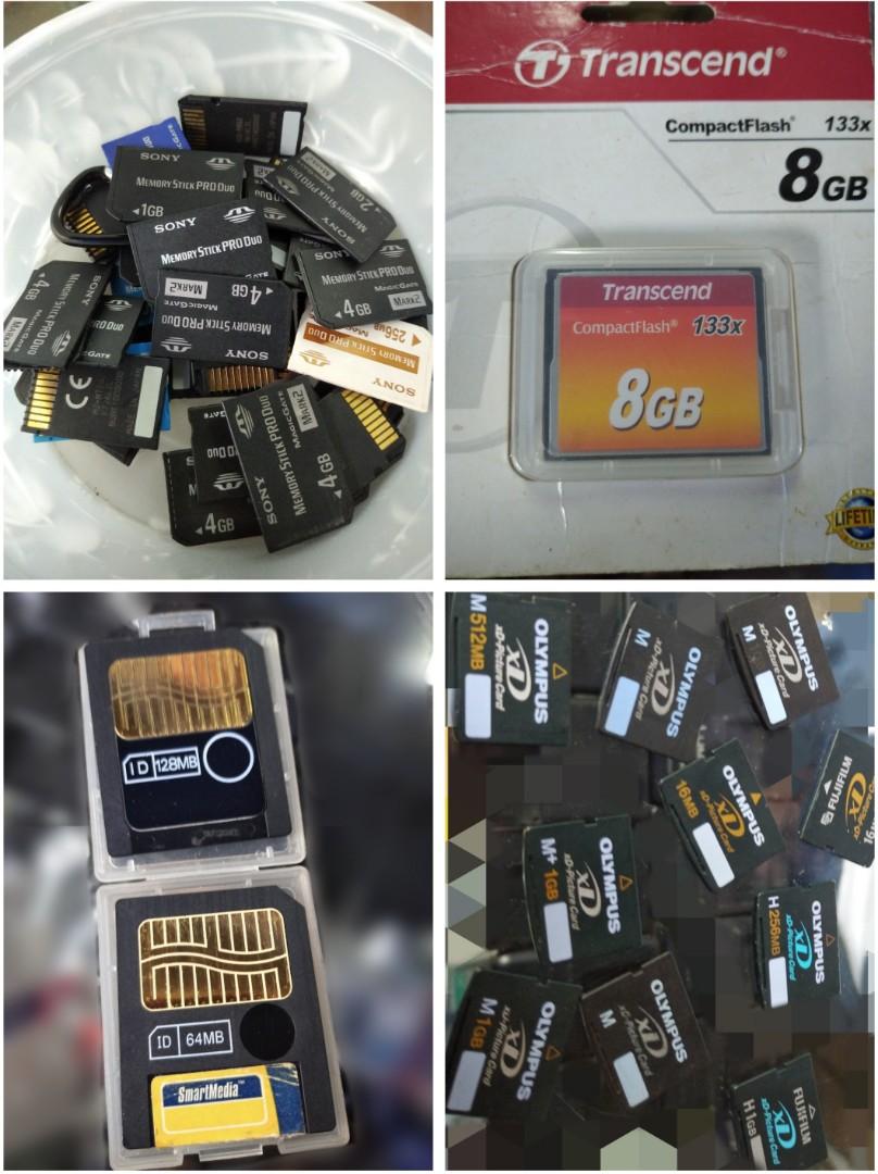 Memory cards for digital camera (Xd card, memory stick, smartmedia card) (Category: Other Photography Accessories) located in Manila. Submitted by ramsc4ms (Listing ID 1175032957, Image 1). Description: XD cards: Olympus / Fujifilm 1200-2000 Memory sticks: 700-1500 CF cards: 700-1500 Smart media cards: 1300-2000 NOTE: These are not brand new but everything will be tested before being shipped.