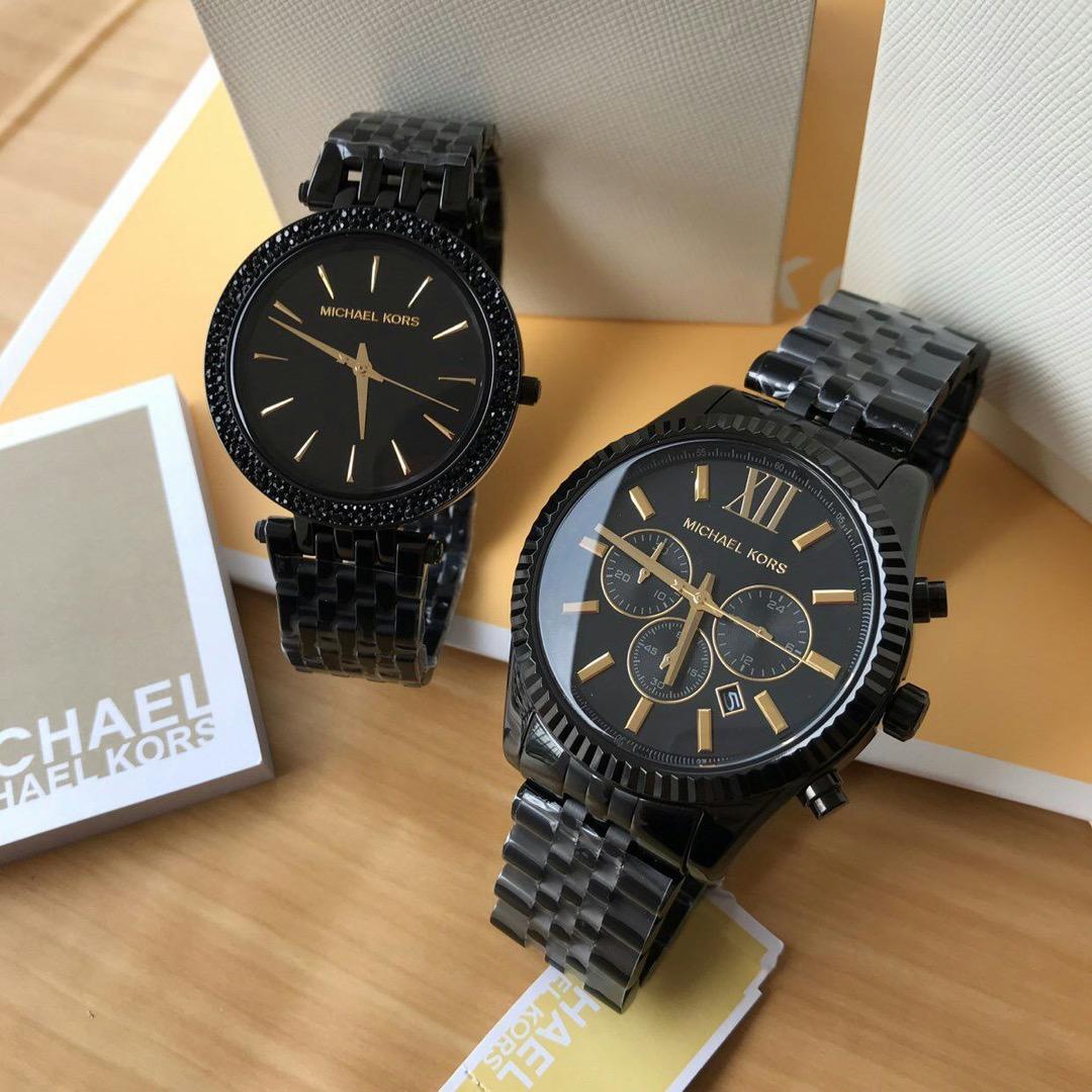 Michael kors black and gold watch sale