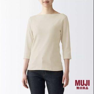 MUJI Boat Neck 3/4 Sleeve T-shirt