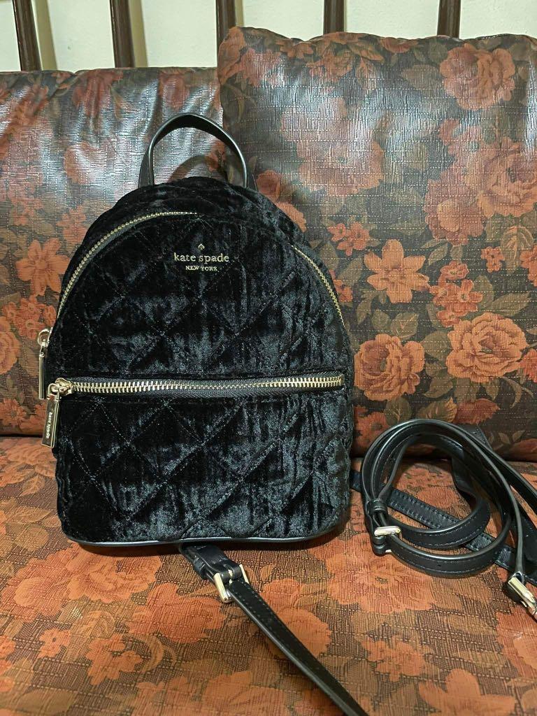 Natalia Crushed Velvet Mini Convertibla Backpack, Women's Fashion, Bags