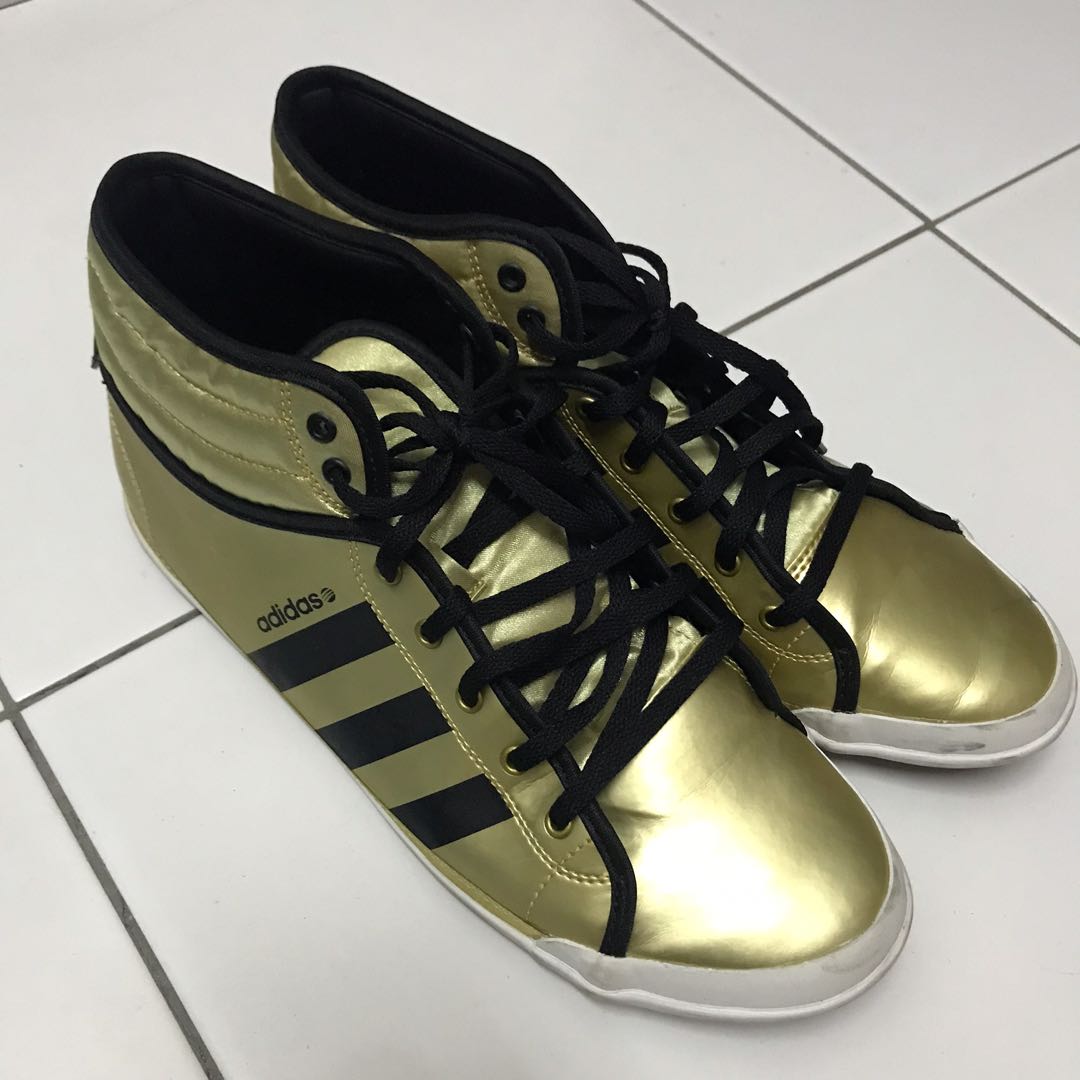 Original Adidas NEO High Top Shoes Gold Black Men s Fashion Footwear Sneakers on Carousell