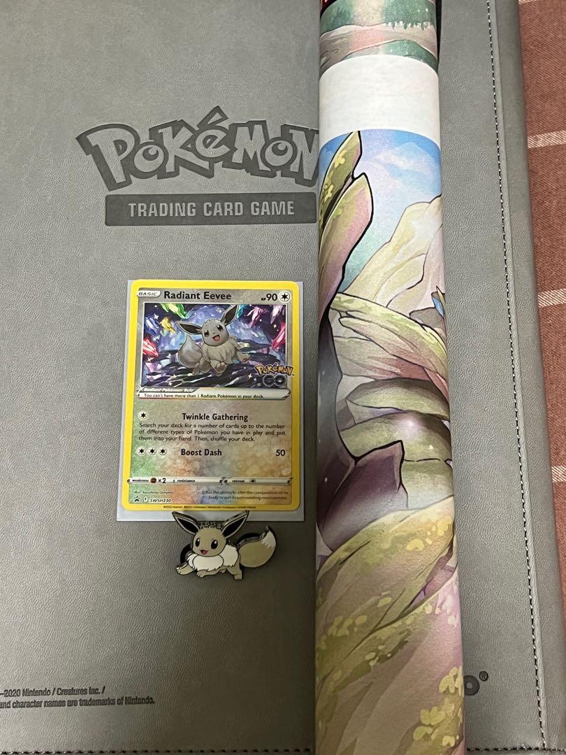 Pokemon Go TCG Radiant Eevee set (Promo card+Pin+mat), Hobbies & Toys