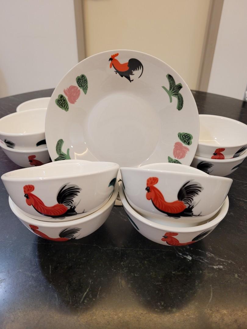 Porcelain Chicken Bowl & Plate, Furniture & Home Living, Kitchenware