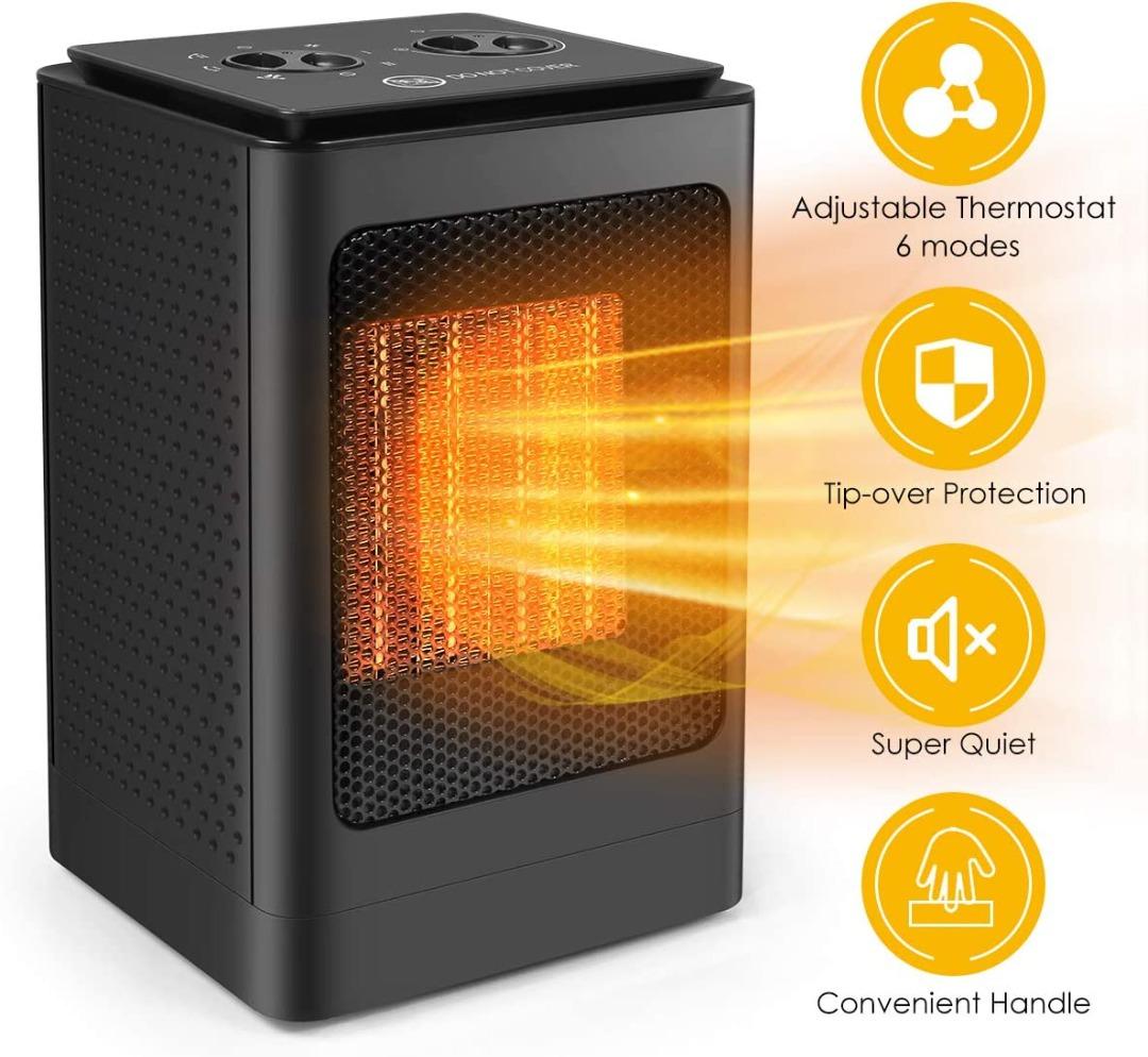 Portable Electric Space Heater, Space Heater, 1500W/750W Small Space Heater  3 Modes Thermostat Ceramic Room Heater with Tip-Over and Overheat  Protection, Mini Heater for Office, Desk, Bedroom, Indoor, TV u0026 Home  Appliances,