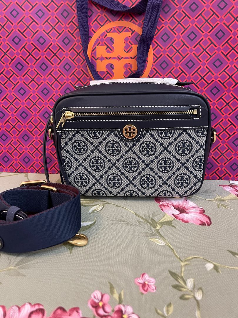 T Monogram in Jacquard with Fine Leather Trim Zip Camera Bag (Tory Burch  79356), Women's Fashion, Bags & Wallets, Cross-body Bags on Carousell