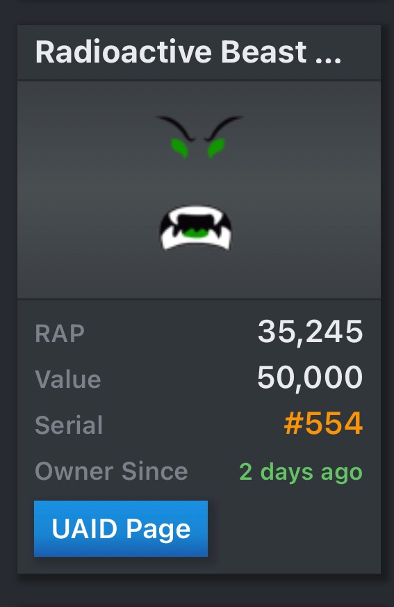 Roblox limited, radioactive beast mode (3.5/1), Video Gaming, Gaming ...