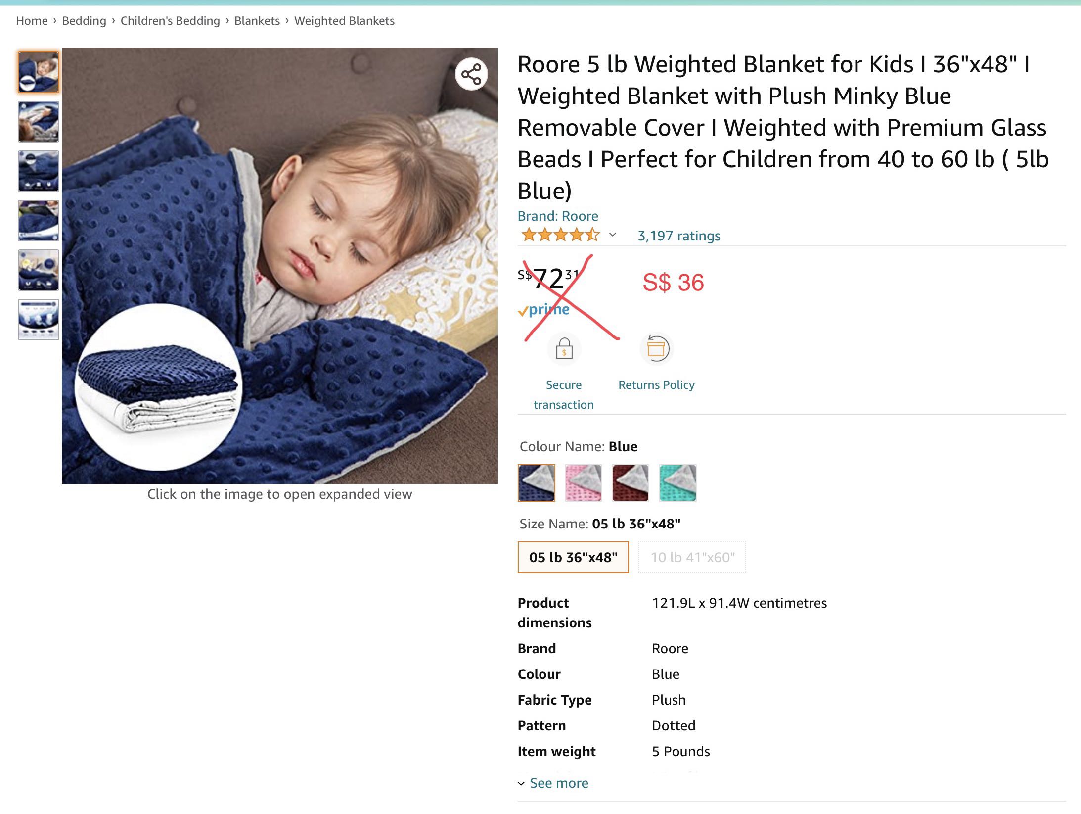 Roore 5 lb 2.26kg Weighted Blanket for Kids Furniture Home Living Bedding Towels on Carousell