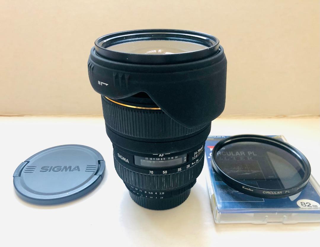 Sigma 24-70mm f2.8 EX DG Macro (Nikon F-mount), 82mm UV & 82mm