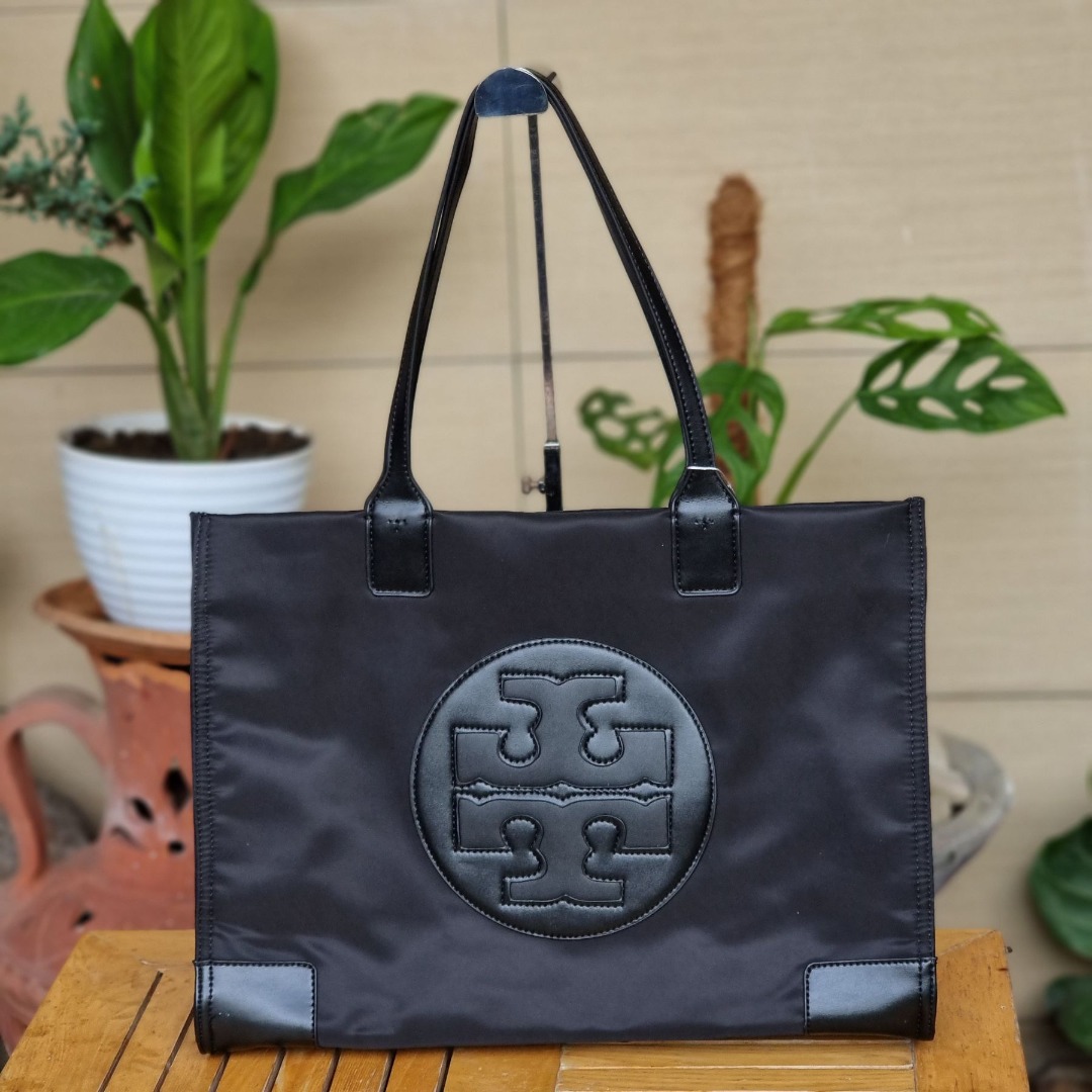 Tory burch ella patent tote outlet black