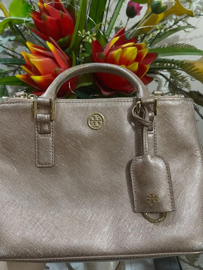 #21 *P $398 Tory Burch Robinson Rosegold Double Zip Small Tote
