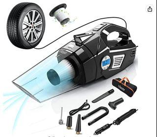 ULEETE 4 in 1 Portable Car Vacuum Cleaner with Digital Air Compressor Pump, DC 12V