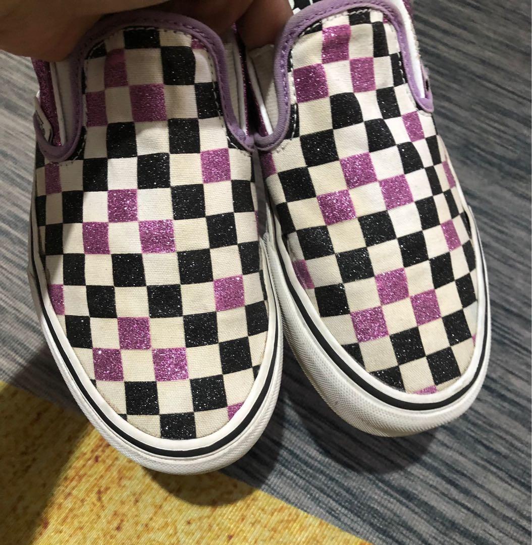 sparkle checkered vans