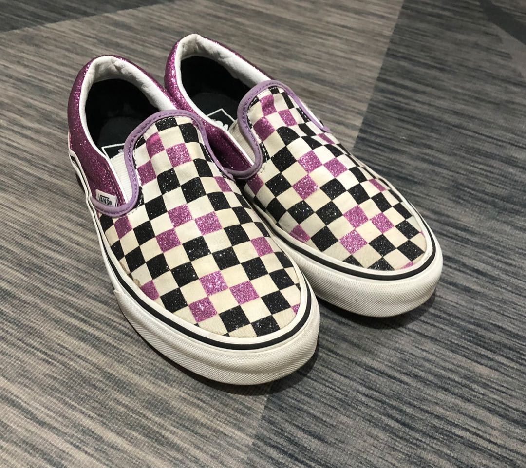 checkered glitter vans