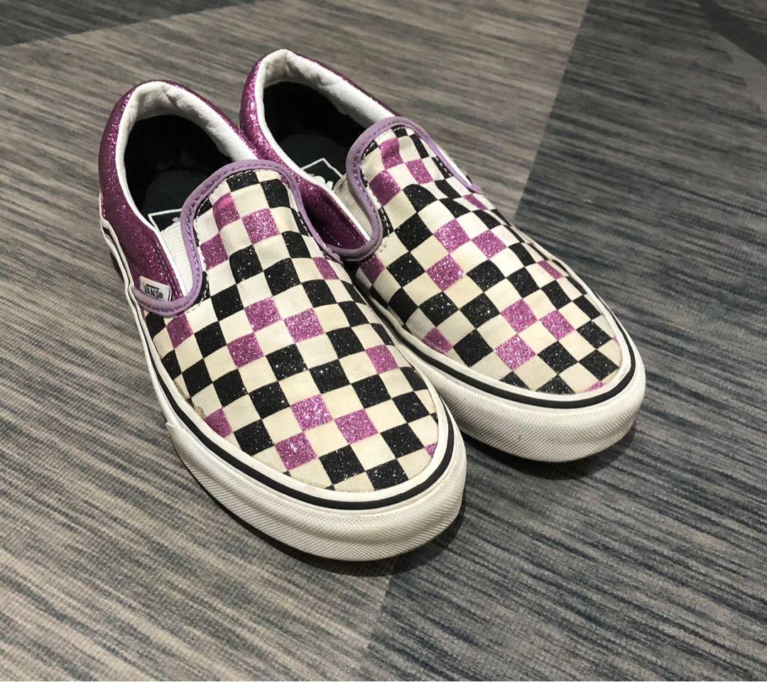 checkered vans glitter