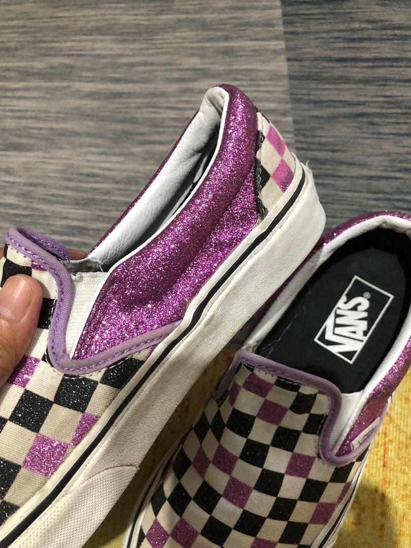 glitter checkered vans