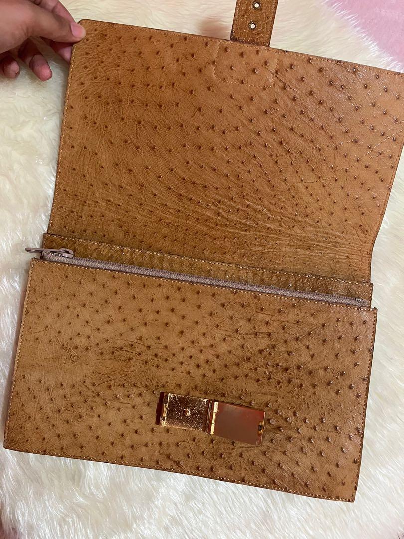 Vintage Genuine Ostrich Clutch, Women's Fashion, Bags & Wallets