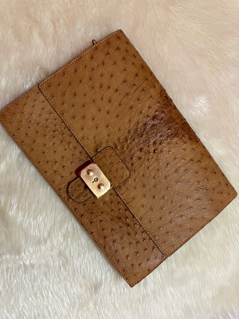 Vintage Genuine Ostrich Clutch, Women's Fashion, Bags & Wallets