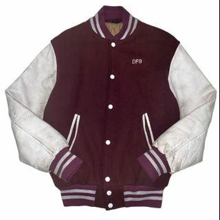 Vintage Varsity Leather Jacket Design Kulit  Maroon