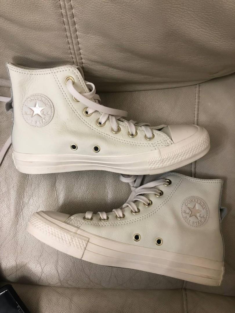 All white leather converse sales