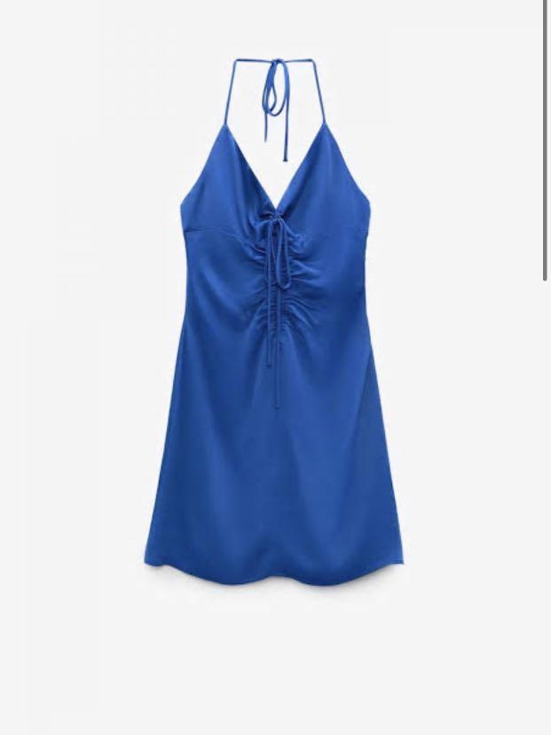 Zara mini dress with gathering blue Clearance