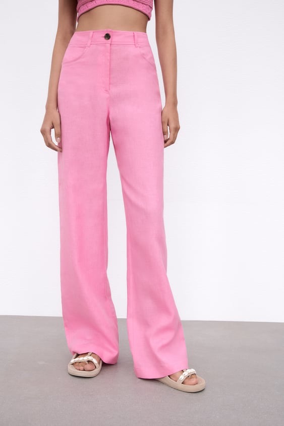 Wide leg linen trousers zara deals