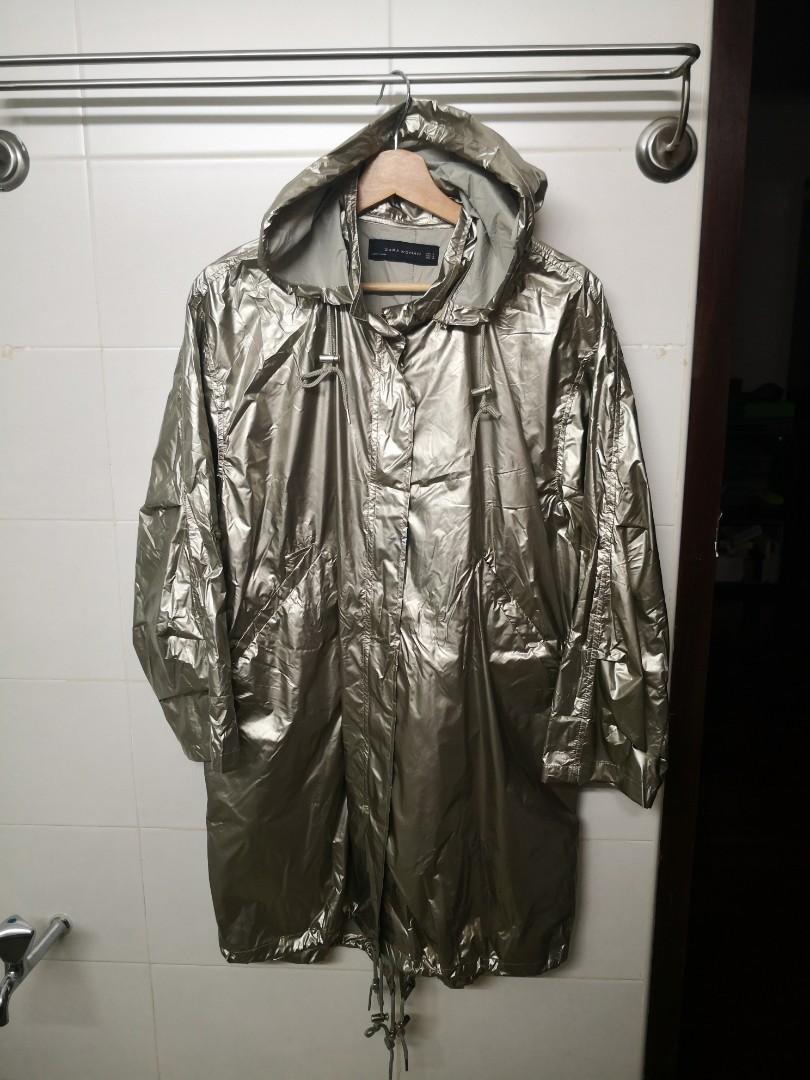 ZARA Women s Silver Windbreaker Women s Fashion Coats Jackets