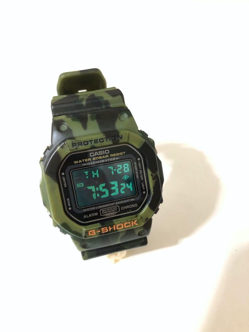 2002年絕版］ Casio G-Shock G-Python系列綠色迷彩反顯液晶DW5600CF 