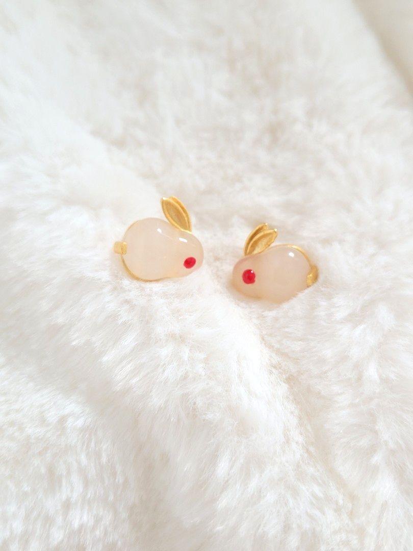 White on sale rabbit earrings