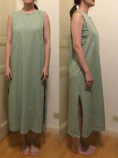 台灣設計師品牌圓領假兩件無袖長洋裝