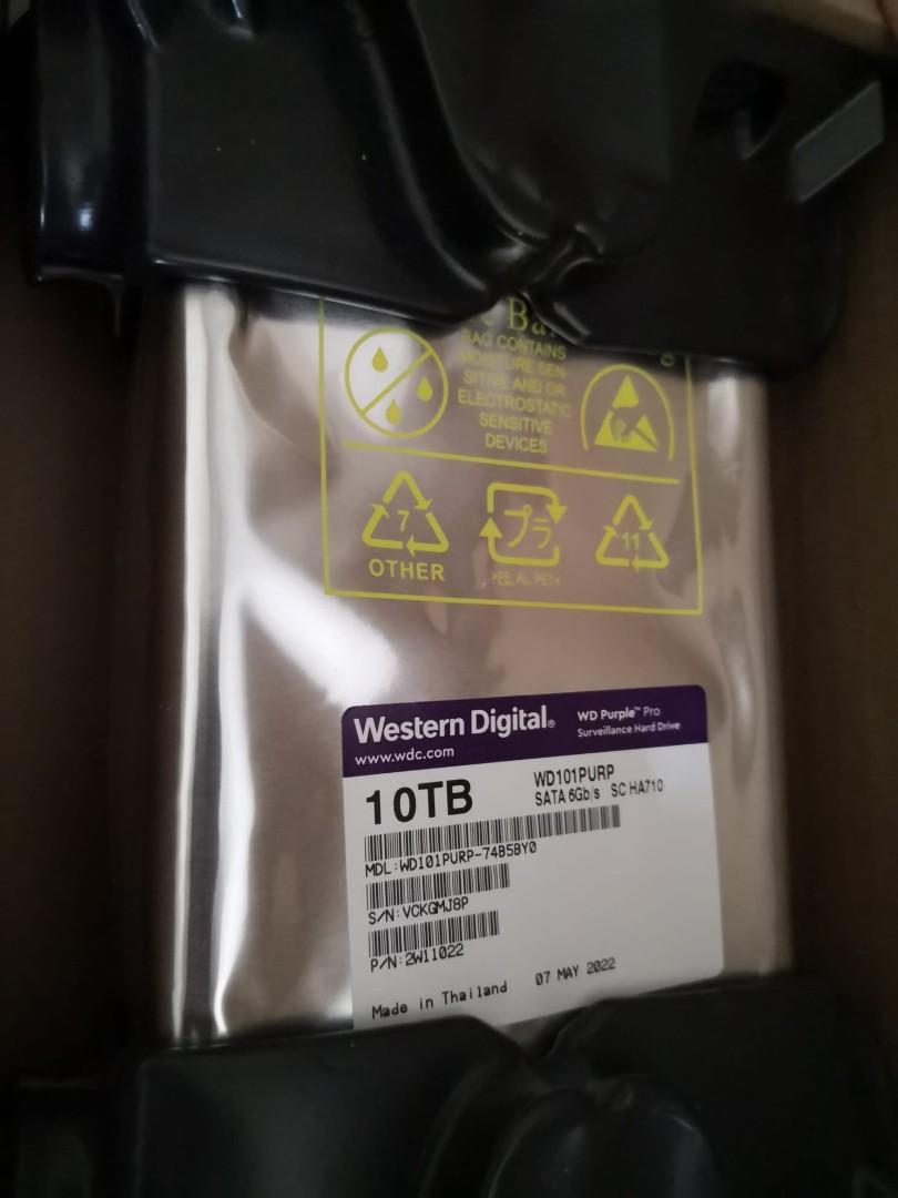 全新未開封WD Purple Pro 10Tb 紫標監控用硬碟WD101PURP, 電腦＆科技