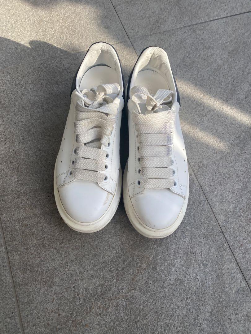 Authentic Alexander McQueen platform leather sneakers (Category: Women's Shoes) located in Melbourne. Submitted by nicolelee188 (Listing ID 1175117776, Image 2). Description: Authentic guaranteed! Alexander McQueen white leather sneakers, size 37.5, will fit 38. Scratches and wears, pls check pics. Comes with dust bag..