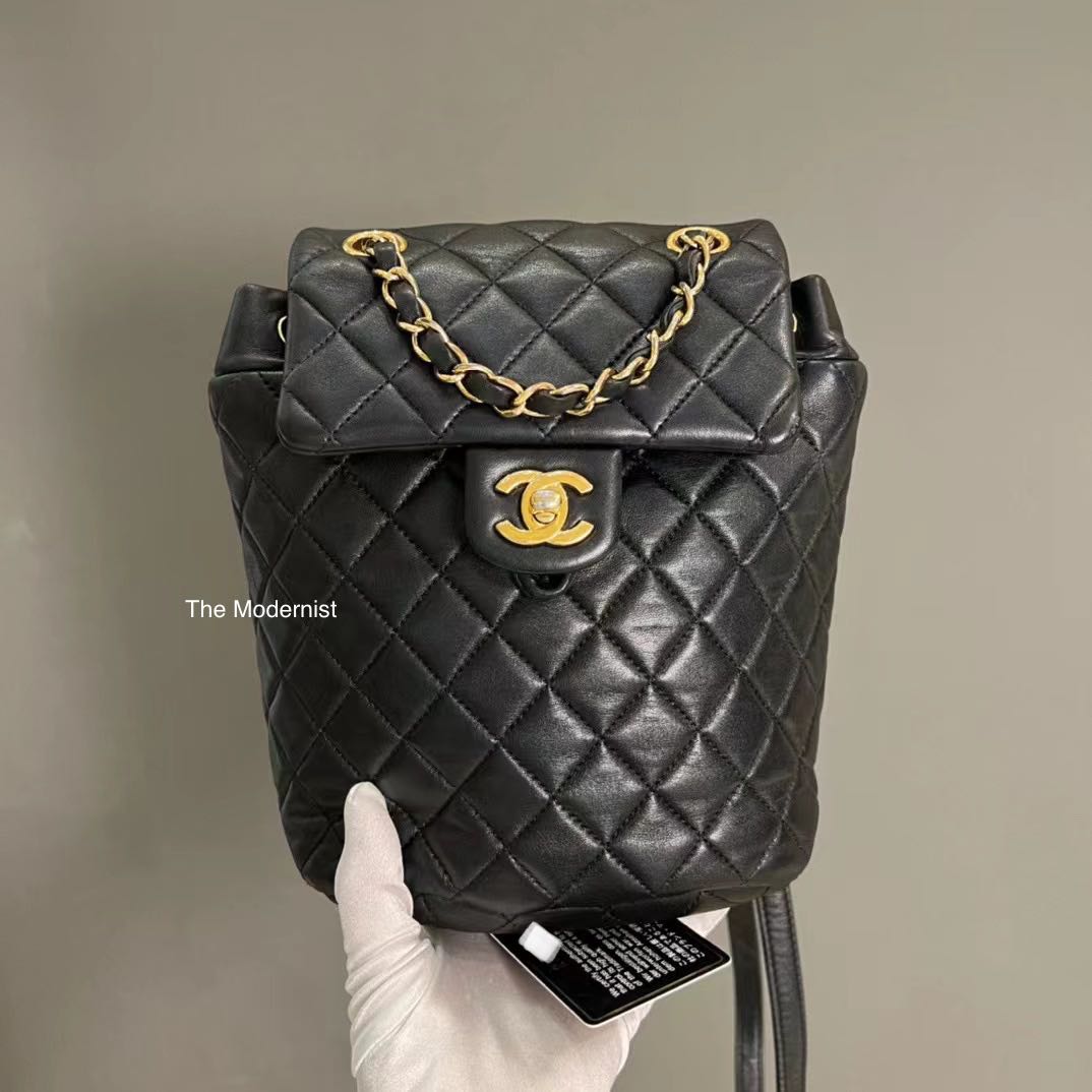 Authentic Chanel Mini Urban Spirit Backpack Black Lambskin Gold Hardware,  Luxury, Bags & Wallets on Carousell