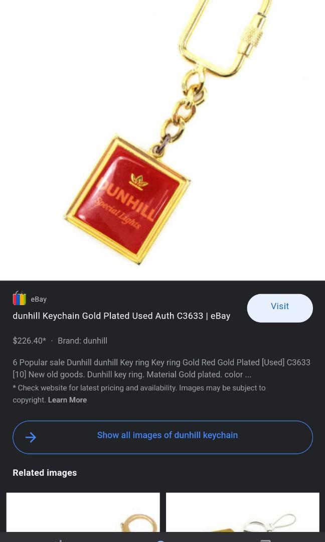 Authentic dunhill keychain (Category: Luxury Accessories) located in Cavite. Submitted by ohmie23 (Listing ID 1175198963, Image 1). Description: Authentic dunhill keychain.