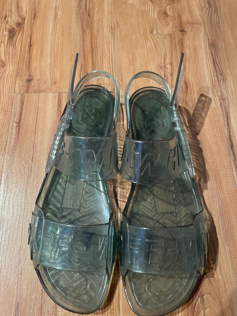 Off white zip deals tie jelly sandals