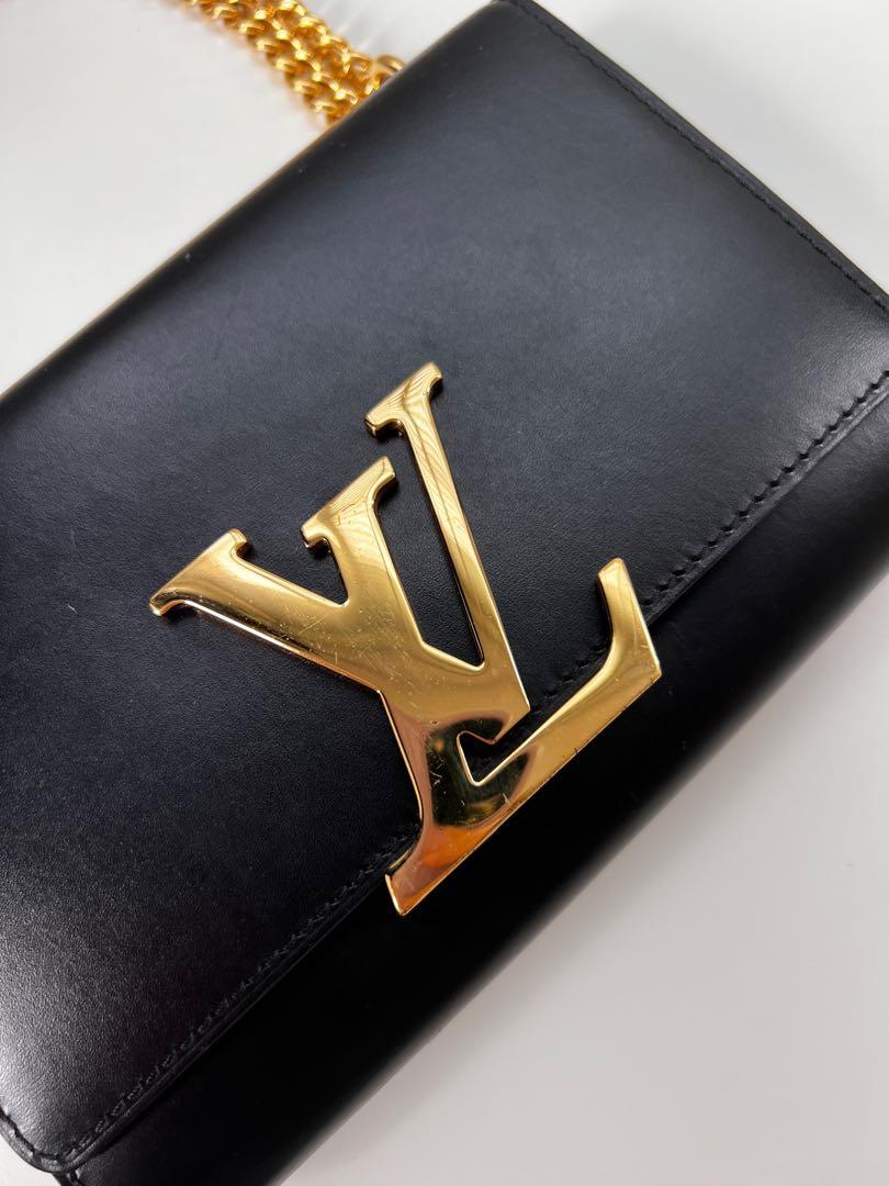Louis Vuitton Limited Edition Black Logo Gold Chain Shoulder Clutch Bag at  1stDibs  louis vuitton black clutch with gold chain, louis vuitton black  bag with gold chain, black lv bag with